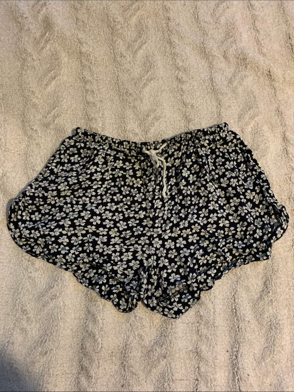 Brandy Melville Black Floral Drawstring Athletic Shorts